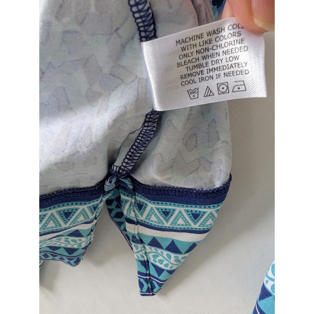 Coolibar St Lucia Tunic Top Blue Geometric UPF 50+ Bamboo Blend Size Medium - Picture 8 of 9